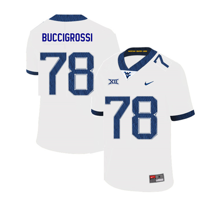 2019 Men #78 Jacob Buccigrossi West Virginia Mountaineers College Football Jerseys Sale-White